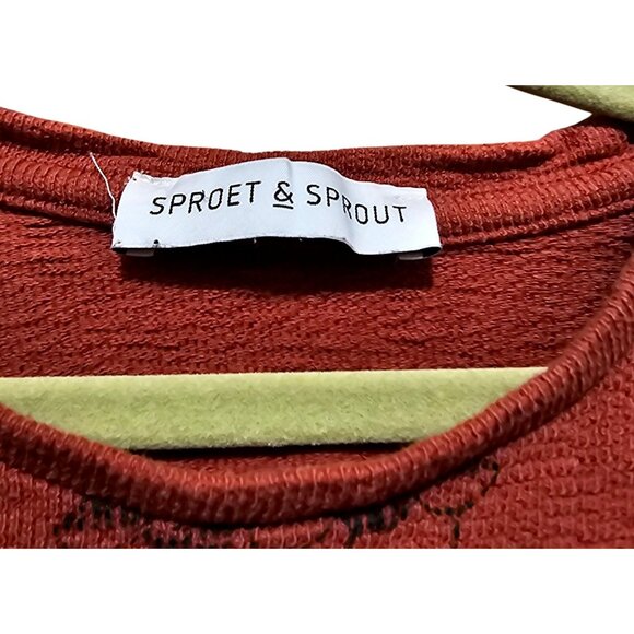 Sproet & Sprout Rust Red Sailboat Print Girls Dress 100% Cotton Long Sleeve Elas - Picture 3 of 5